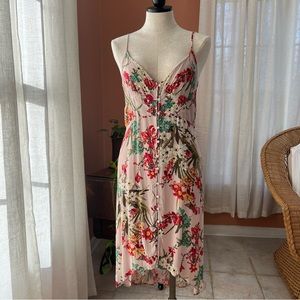 Bershka floral light pink midi dress